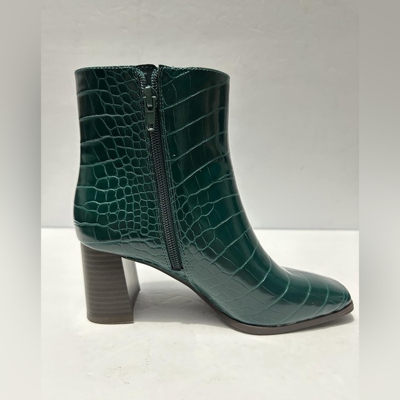 INC Womens Green Crocodile Comfort Dasha Square Toe Block Heel Booties 5 M - Picture 4 of 8